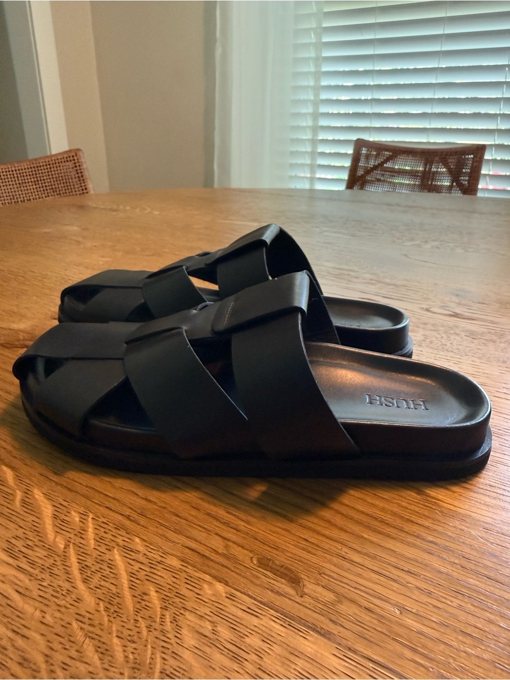Hush Women’s Black Leather Slide Sandals size 38 (European)